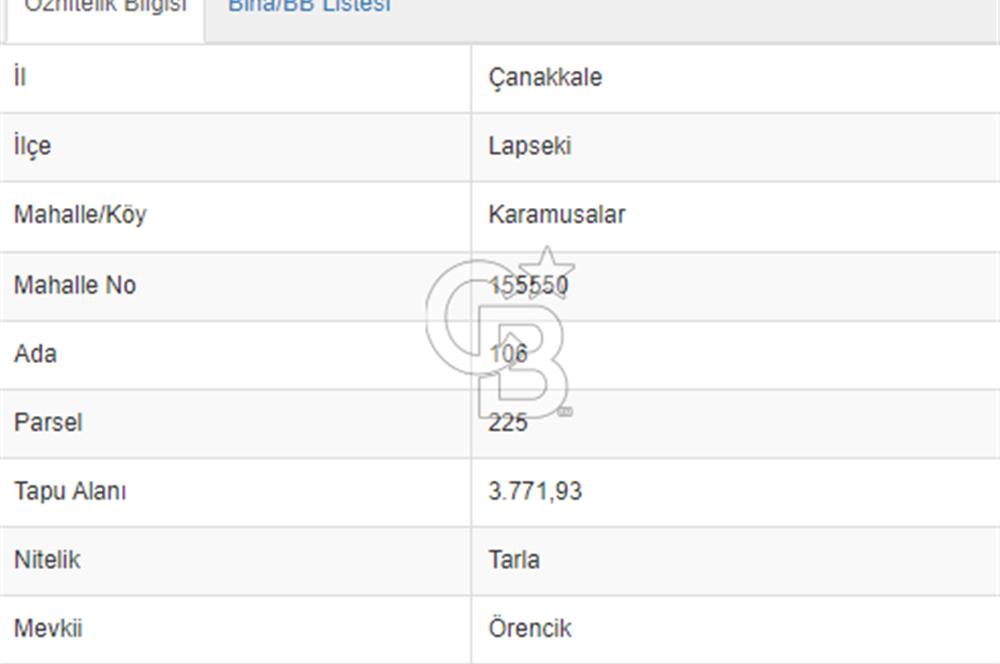 LAPSEKİ KARAMUSALARDA UYGUN TARLA