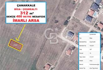 Çanakkale Biga Çeşmealtı'nda Denize Çok Yakın 312m2 İmarlı Arsa