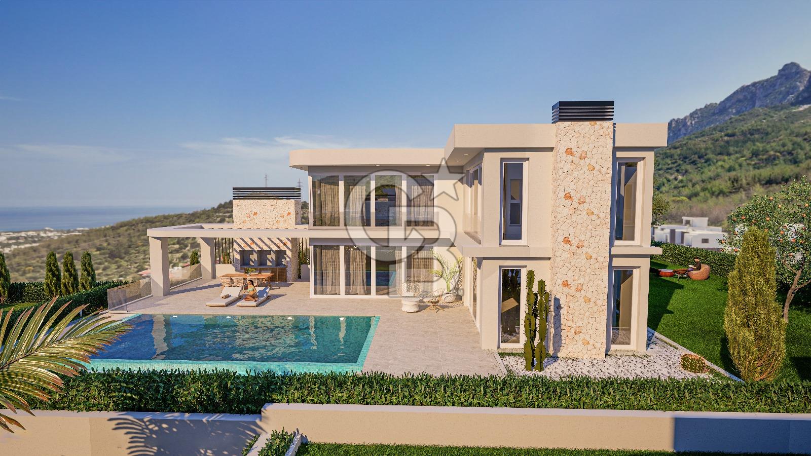 Kıbrıs Girne Karmi Bölgesinde Ful Deniz Manzaralı Ultra Lüks 5+1 Satılık Villalar