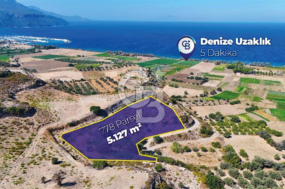 Datça, Karaköy'de Full Deniz Manzaralı Yolu Olan 5.127 m2 Tarla...