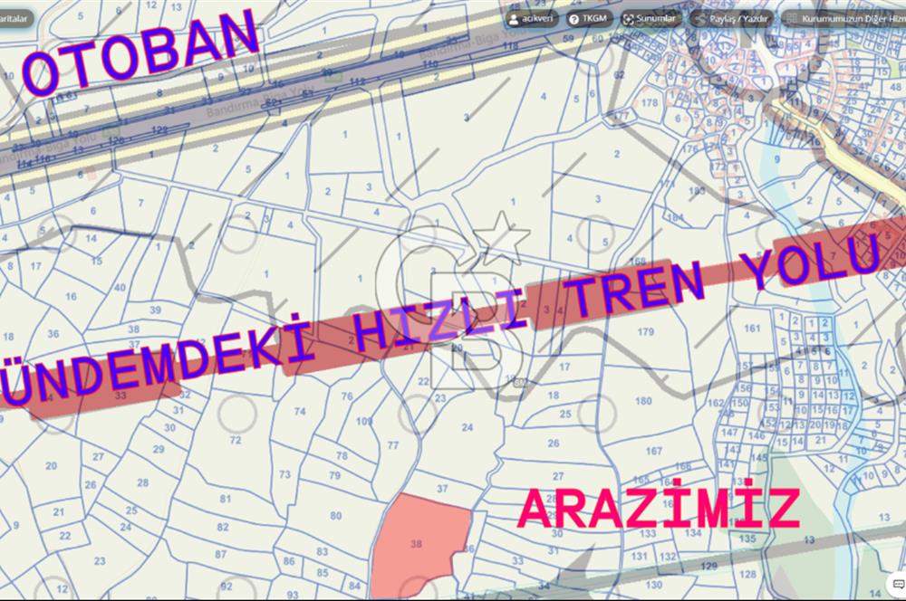 Çanakkale Biga Güvemalan Satılık 33.000 M2 Arazi