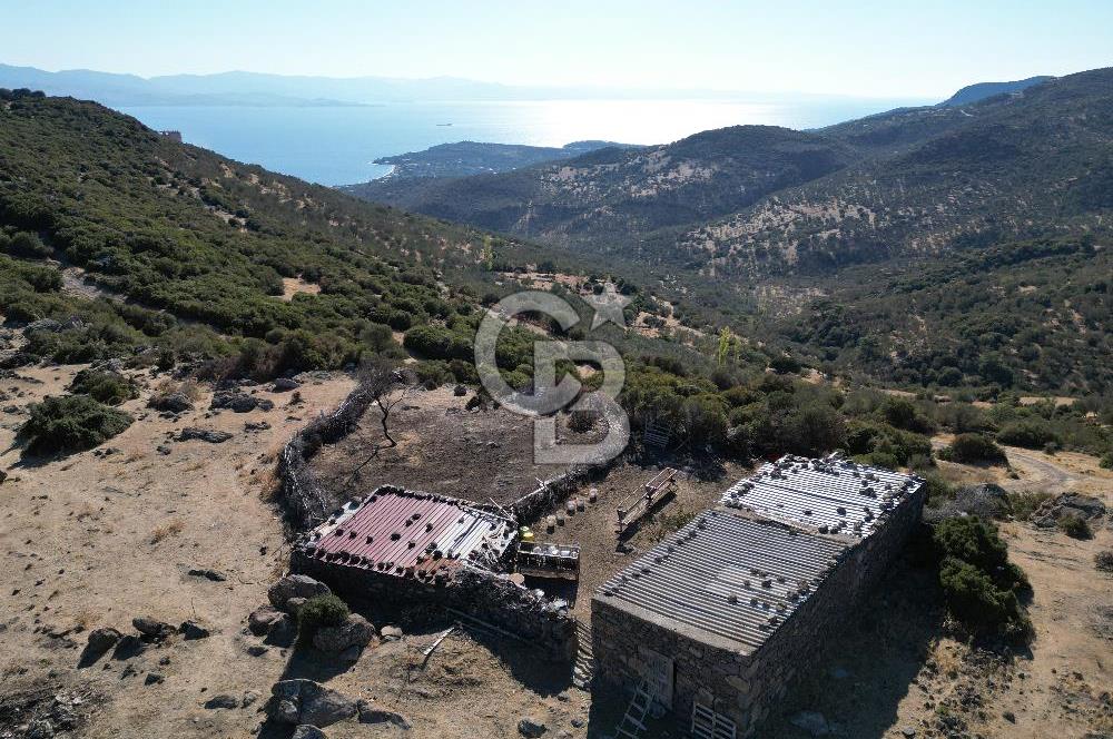 AYVACIK BALABANLI'DA MİDİLLİ MANZARALI SATILIK EV , DAM VE BAHÇE