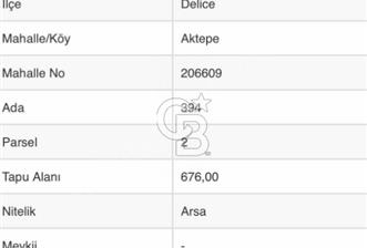 DELİCE BATI ÇIKIŞINDA 0.60 EMSAL KÖK TAPU VİLLA ARSASI
