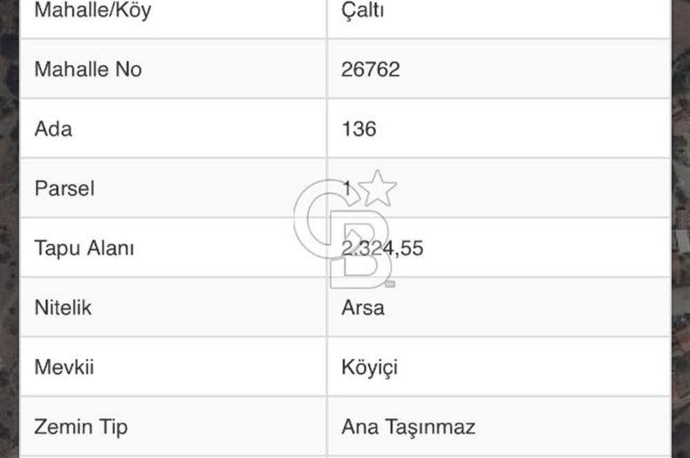 İzmir Menemen Çaltı’da 2324m2 Tek Tapu Köyiçi İmarlı Satılık Arsa 