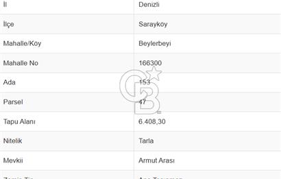 Sarayköy Beylerbeyi 18.120 M² Satılık Tarım Arazisi