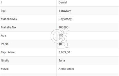 Sarayköy Beylerbeyi 18.120 M² Satılık Tarım Arazisi