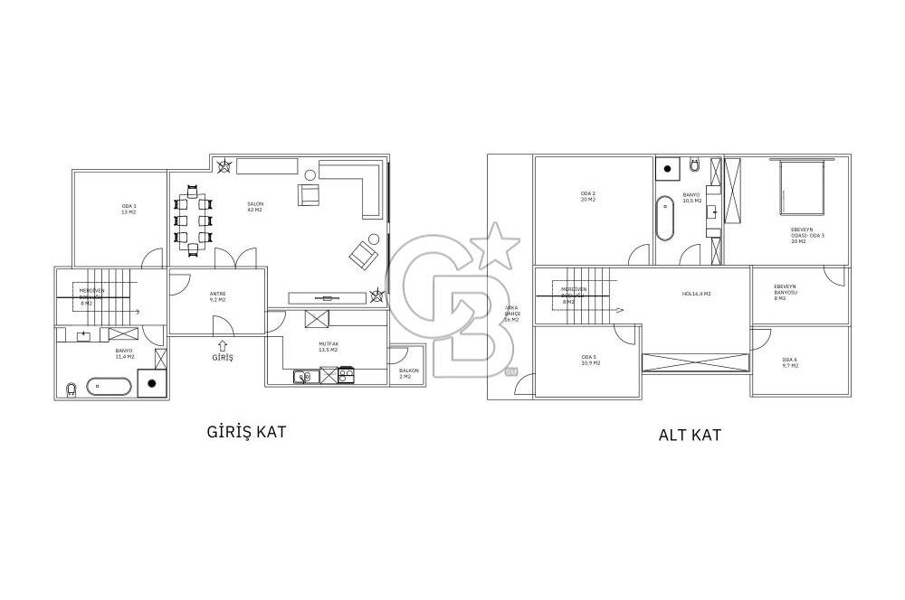 Ulus'ta 5+1 kiralık dubleks daire