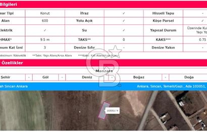 TEMELLİ-GAZİ'DE, KONUT İMARLI, 0.75 EMSAL, SATILIK ARSA