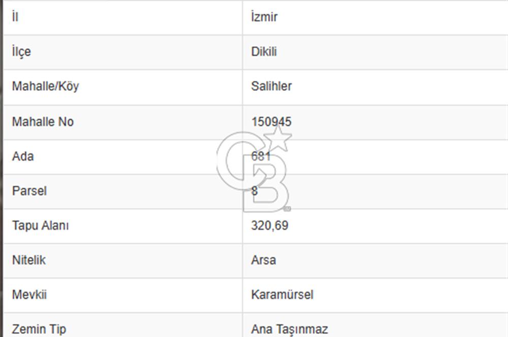 Dikili Salihler'de Satılık Villa Arsası