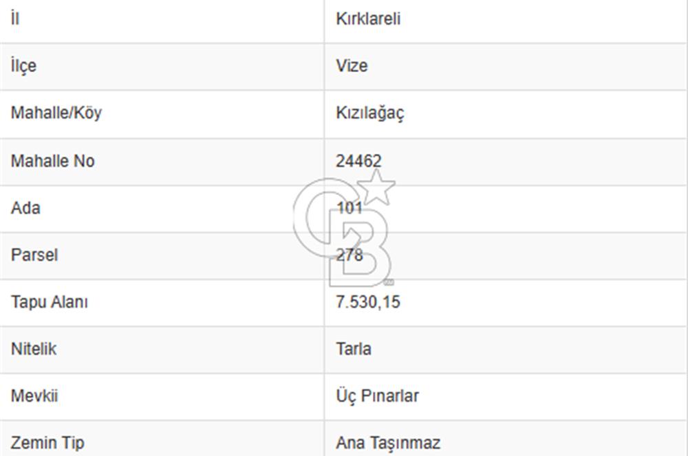 KIRKLARELİ VİZE KIZILAĞAÇDA TİNY HOUSE BÖLGESİNDE FIRSAT TARLA