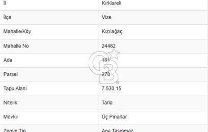 KIRKLARELİ VİZE KIZILAĞAÇDA TİNY HOUSE BÖLGESİNDE FIRSAT TARLA