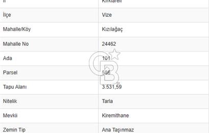 KIRKLARELİ VİZE KIZILAĞAÇDA TİNY HOUSE BÖLGESİNDE FIRSAT TARLA