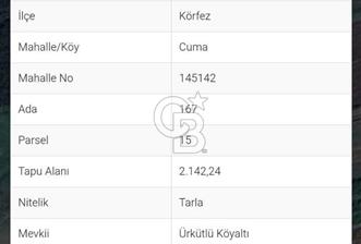 Kocaeli Körfez Cuma Köyü'nde 2,142 m2 Satılık Arsa 