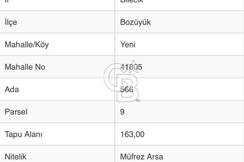 CB CITY'DEN BOZÜYÜK'TE İMARLI SATILIK ARSA