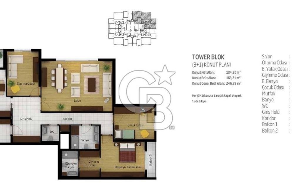 ANKARA YENİMAHALLE YDA PARK AVENUE SİTESİ 3+1 KİRALIK DAİRE