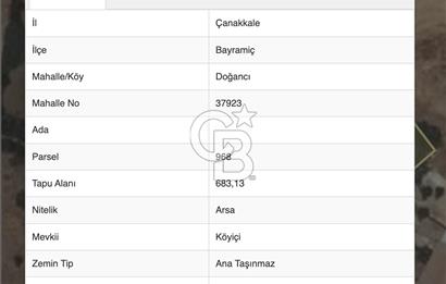 Çanakkale Bayramiç'te 683 m2 İmarlı Arsa