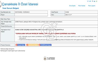 Çanakkale Bayramiç'te 683 m2 İmarlı Arsa