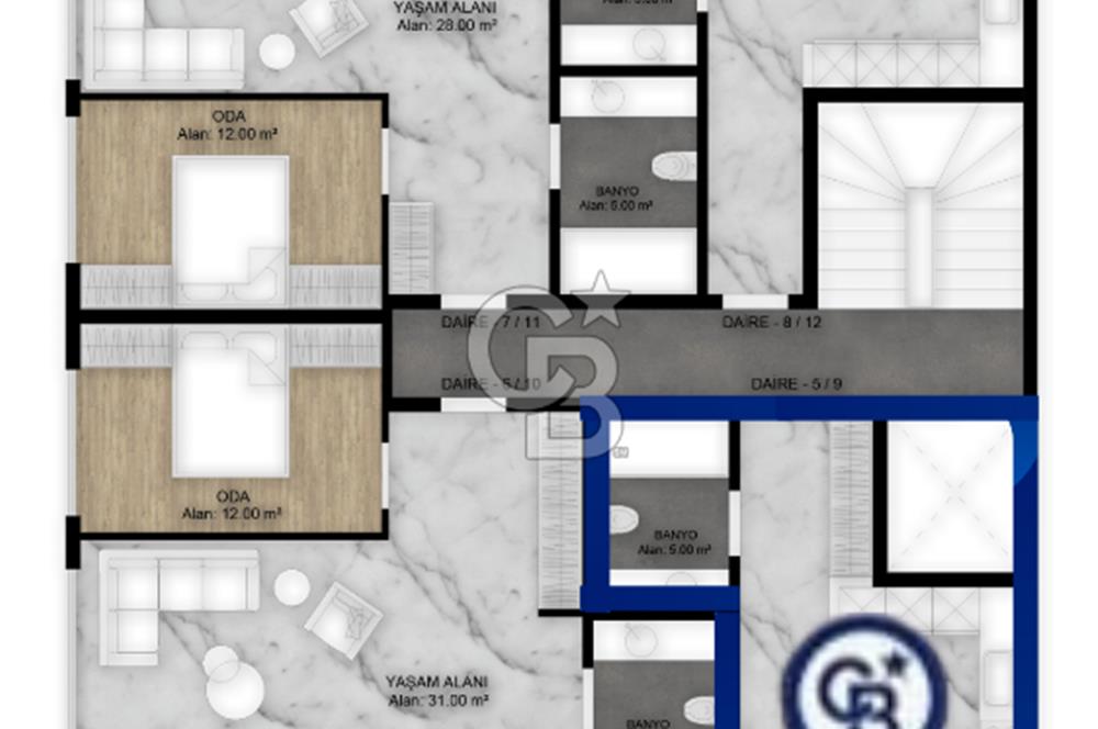 Kıbrıs Şehitler Cad. Fırsat 2+1 68 M² Satılık Lüx Daire