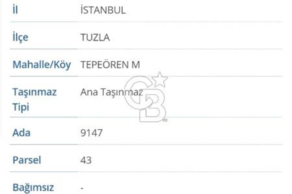 İSTANBUL TUZLA TEPEÖREN SATILIK ARSA