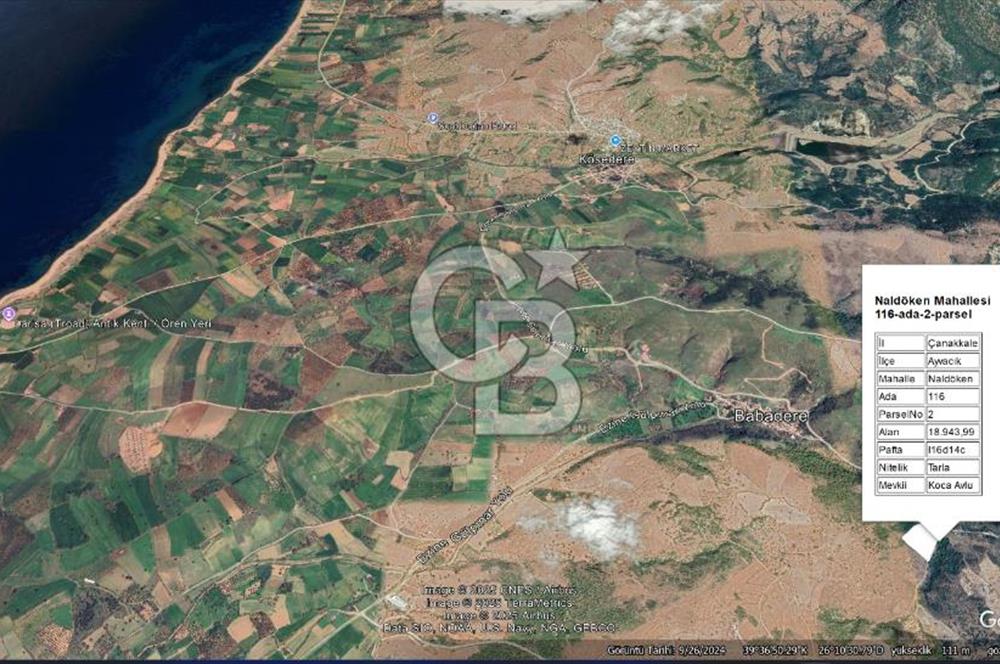 Çanakkale Ayvacık Naldöken'de Satılık Jeotermal Turizm Belgeli Arsa!
