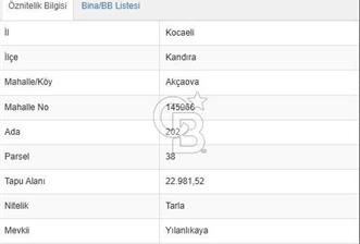 KOCAELİ KANDIRA'DA HOBİ BAHÇESİNE UYGUN ASFALT YOL CEPHELİ TARLA