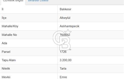 BALIKESİR ALTIEYLÜL ASLIHANTEPECİK MAH. YATIRIMLIK ARSA