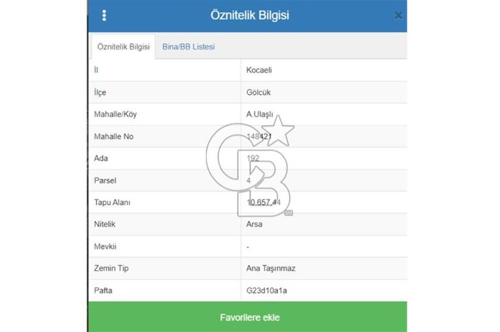 CB TOWER GÖLCÜK ULAŞLI'DA 2 KAT, % 25 İMARLI, 10.657 M2 ARSA