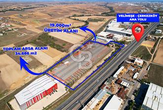 ÇERKEZKÖY SANAYİ İMARLI ANAYOL ÜSTÜ 34.686M2 ARSA 20.000 KAPALI