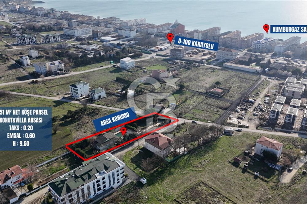 KUMBURGAZ'DA İÇİNDE MÜSTAKİL HAVUZLU VİLLALI 1.251M² NET ARSA