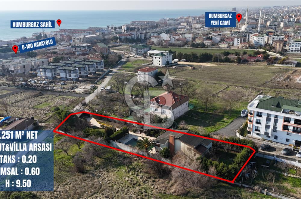 KUMBURGAZ'DA İÇİNDE MÜSTAKİL HAVUZLU VİLLALI 1.251M² NET ARSA