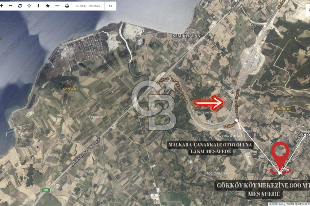 LAPSEKİ GÖKKÖY'DE KADASTRO YOLU OLAN