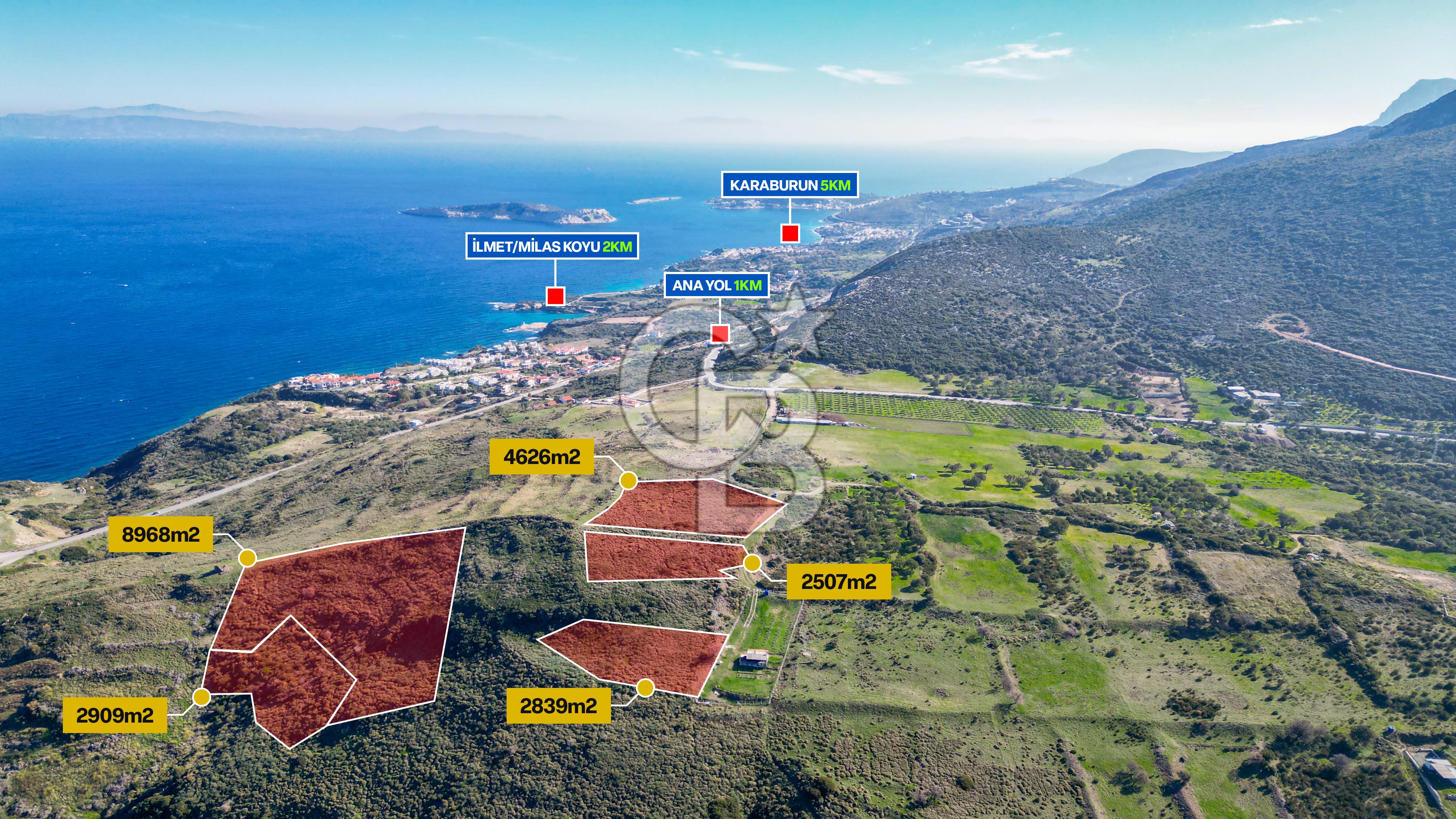 Karaburun Bozköy’de Deniz ve Ada Manzaralı Satılık 5 Adet Parsel