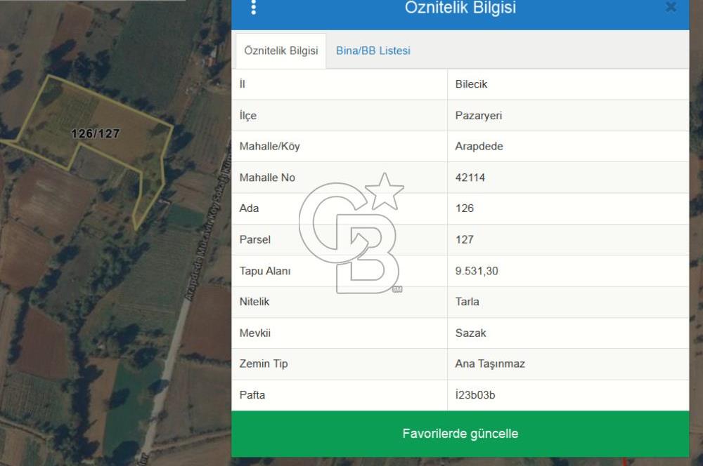 CB ELEGEANCE 'DEN SATILIK TARLA 9.531 M2