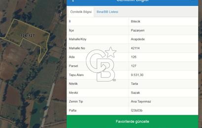 CB ELEGEANCE 'DEN SATILIK TARLA 9.531 M2