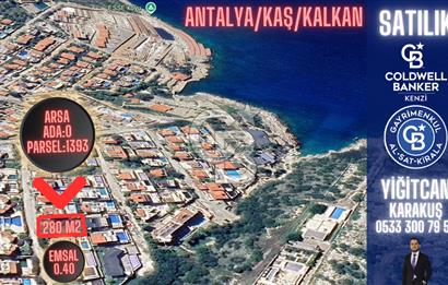 KAŞ KALKAN’DA DENİZE 200 M. MESAFEDE DENİZ MANZARALI EMSALSİZ 0.40 ARSA