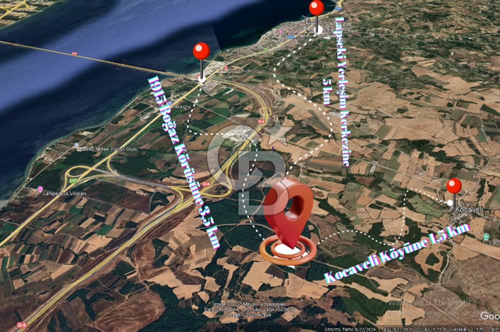 ÇANAKKALE LAPSEKİ’DE BOĞAZ VE KÖPRÜ MANZARALI SATILIK ARAZİ