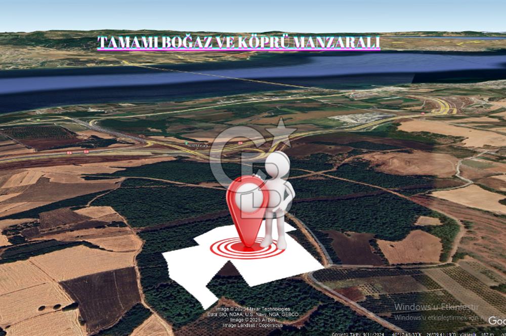 ÇANAKKALE LAPSEKİ’DE BOĞAZ VE KÖPRÜ MANZARALI SATILIK ARAZİ