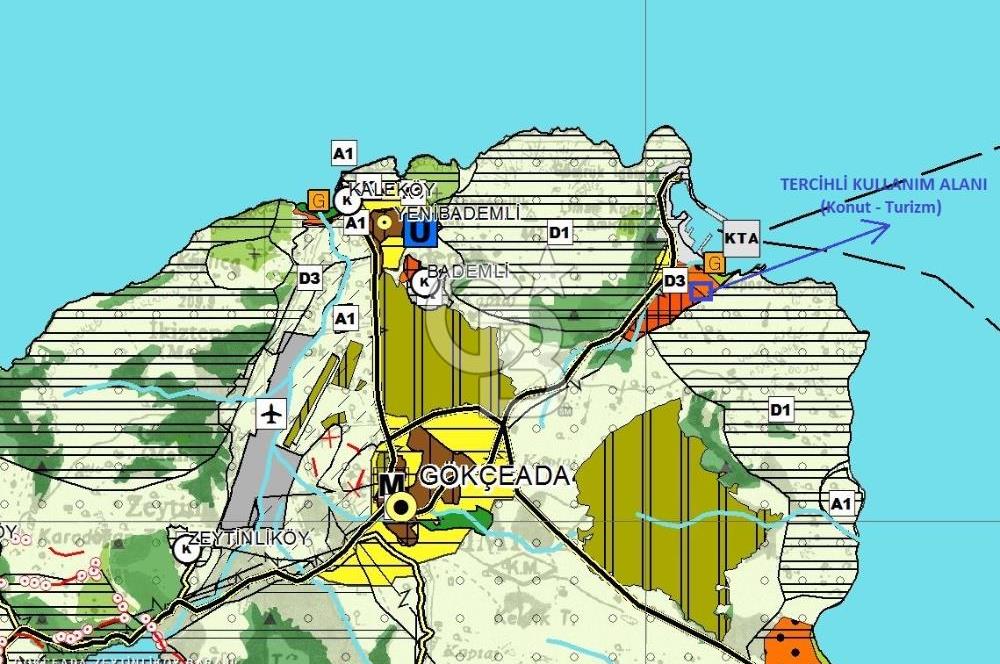 Gökçeada Kuzulimanında 4730 m2 Satılık Turizm İmarlı Arsa