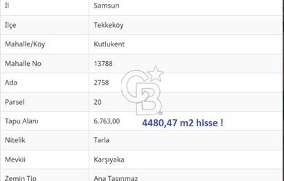 TEKKEKÖY KUTLUKENT KARŞIYAKA'DA DENİZ MANZARALI SATILIK TARLA