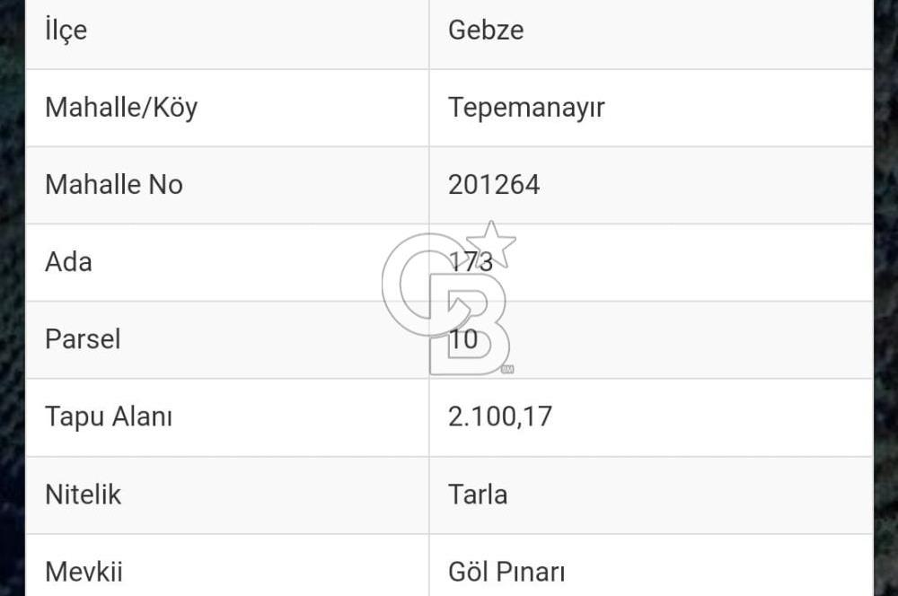 KOCAELİ GEBZE TEPEMANAYIR'DA 2100 M2 ARAZİ