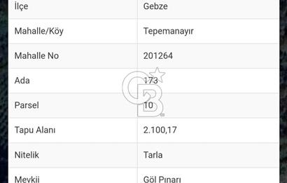KOCAELİ GEBZE TEPEMANAYIR'DA 2100 M2 ARAZİ