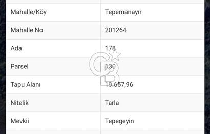 Gebze Tepemanayır'da 9825 m2 Arazi