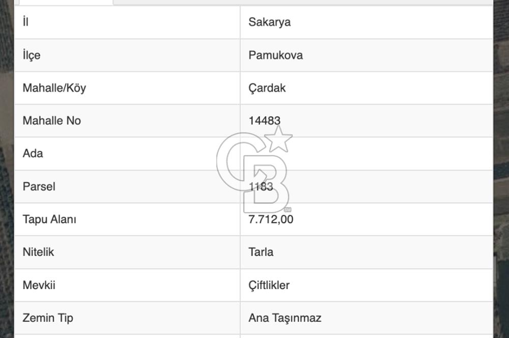 SAKARYA PAMUKOVA ÇARDAK'DA 2100 M2 ÇİFTLİK ARAZİSİ