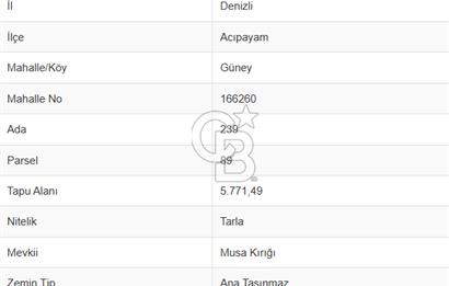 Acıpayam Güney'de 5771M² Satılık Tarla