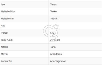 Tavas Tekke'de 2700 M² Satılık Arazi