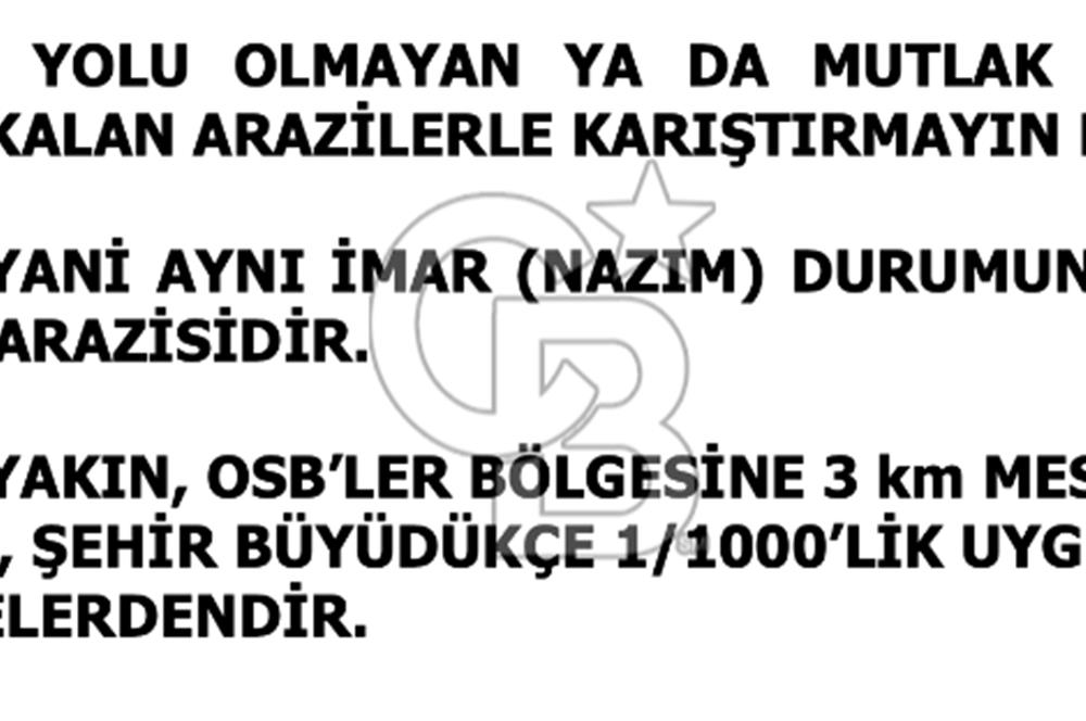 Kocaeli ili, İzmit ilçesi, Biberoğlu Mahallesi'nde, kadastral yola cepheli %5 Diğer Tarım Alanı imarlı (Maks 250 m2 ev yapılabilir) arazi.