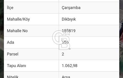 ÇARŞAMBA DİKBIYIK 1063 METREKARE İMARLI PARSEL