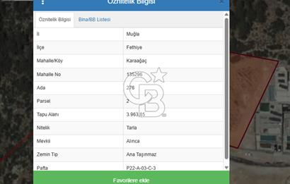 Fethiye Karaağaç Alınca Mevkiinde Satılık Arsa
