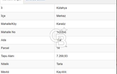 KÜTAHYA MERKEZDE SATILIK TARLA