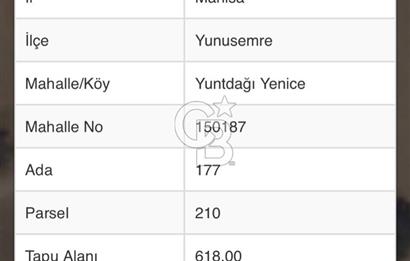 Manisa Yunusemre Yuntdağı Yenice Köyünde Satılk Tarla